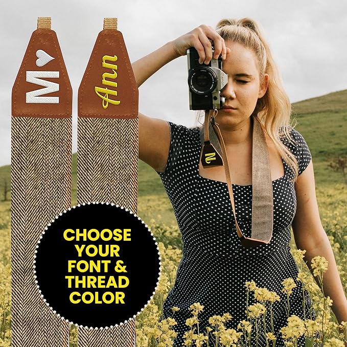 Art Tribute Camera Strap for All DSLR and Mirrorless Cameras. Add Your Name Or Initials Make It a Personalized Gift