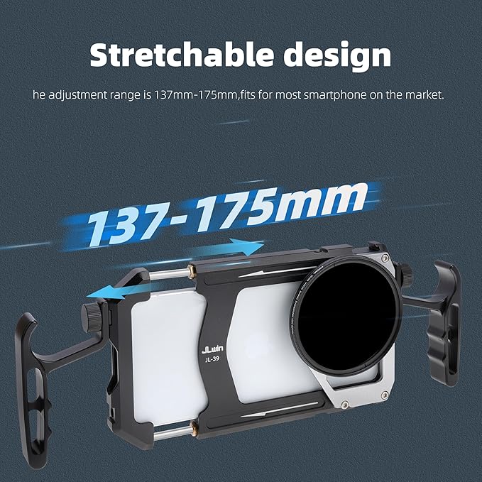 Universal Aluminum Phone Cage Video Rig Kit Stabilizer W/Handles + 67mm Thread Filter Adapter Rig for iPhone Samsung Cell Phone Vlog Live Stream Filmmaking,with Cold Shoe Tripod Mount