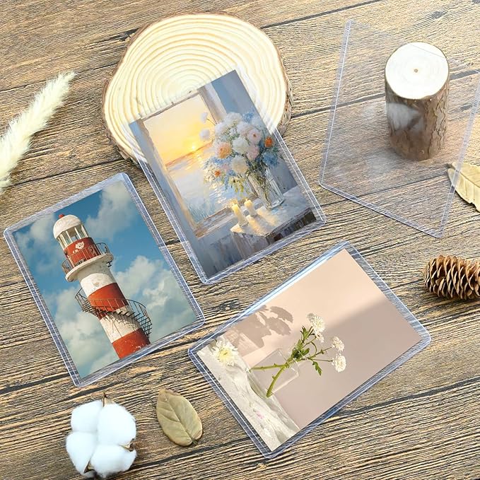30 Pack Post Card Photo Top Loaders 4 x 6 Inches Hard Plastic Cards Sleeve Protectors Rigid Photo Plastic Sleeves for Trading Cards, Baseball Cards, Postcards
