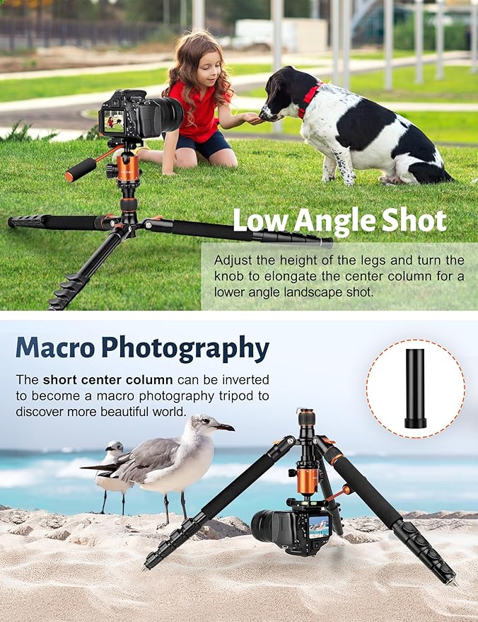 JOILCAN Camera Tripod, 83" Aluminum Tripods & Monopods with Metal Handle, Heavy Duty Tripod for DSLR Camera Lasers Binoculars Telescope Spotting Scope, Payload 35Lb