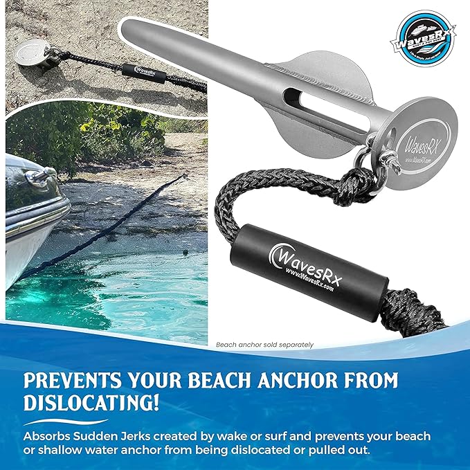 WAVESRX AnchorMate Bungee Line | Boat Bungee Dock Lines for Boats, PWCs & Kayaks | Absorbs Shock from Swells & Wind, Prevents Anchor Dislodging | Perfect for Anchoring, Mooring & Tethering
