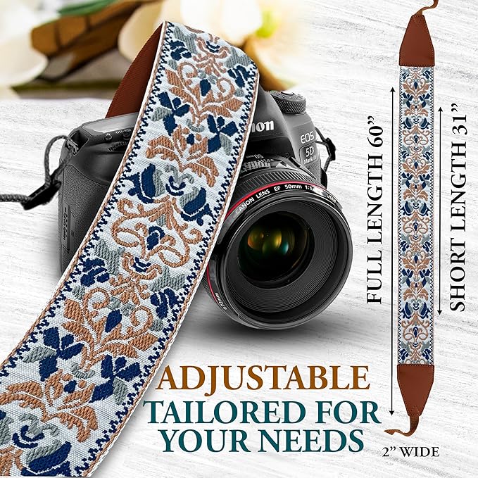 Art Tribute Camera Strap for All DSLR and Mirrorless Cameras. Add Your Name Or Initials Make It a Personalized Gift