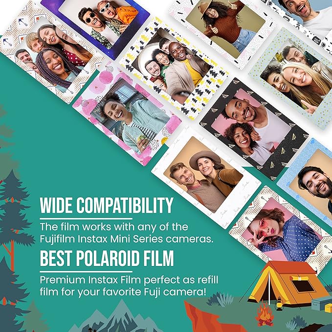 Fujifilm Instax Mini Film - Fuji Film Instant Film - Twin Pack (20 Sheets) - Bundled with Moshify 20 Colorful Sticker Frames