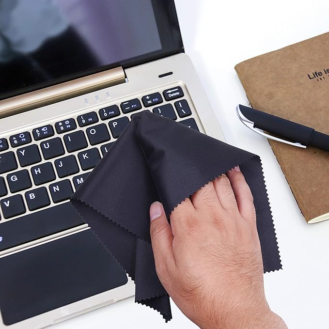 Eco-Fused Microfiber Cleaning Cloth - 16x16 Inch Microfiber Cloth - Pack of 4 Large Cleaning Cloths - Microfiber Cleaning Cloth for Electronics and Monitors