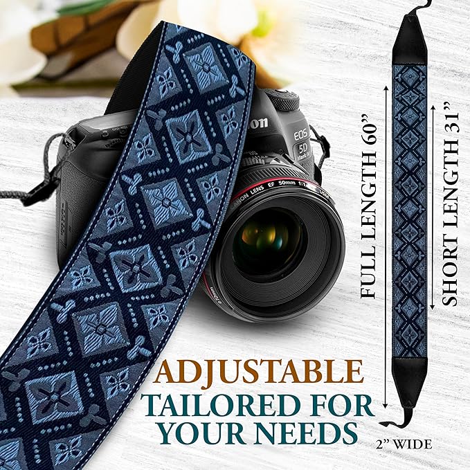 Art Tribute Camera Strap for All DSLR and Mirrorless Cameras. Add Your Name Or Initials Make It a Personalized Gift
