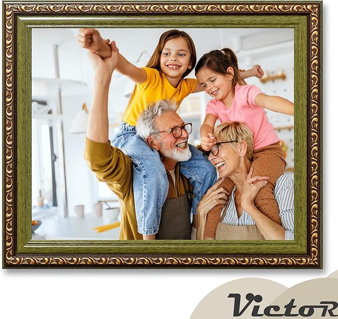 VictoR Picture Frame Chagall 8x10 Brown Green - Vintage Picture Frames with Shutterproof Acrylic Glass - 8 x 10 Photo Frame - Brown Picture Frames - Antique - only for hanging