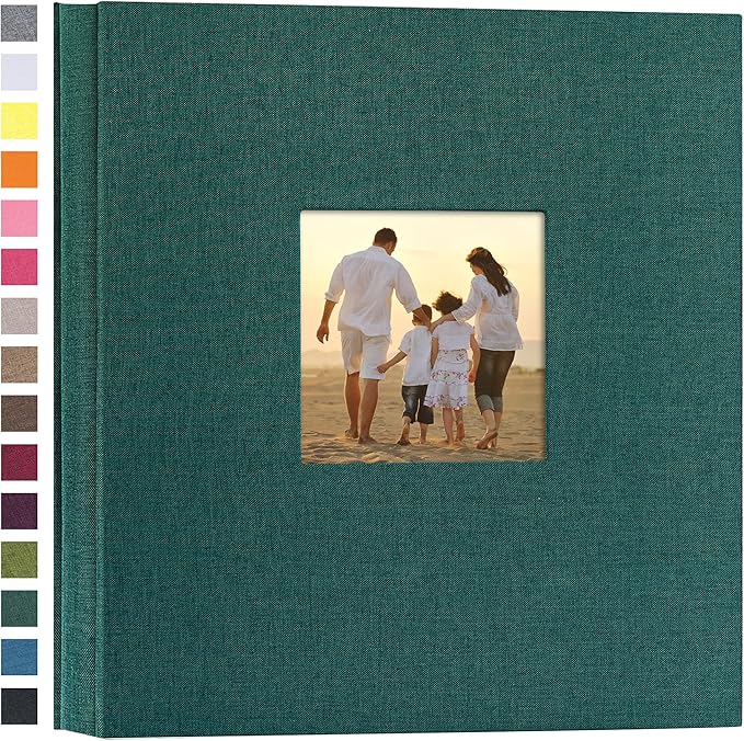 potricher Small Photo Album 4x6 200 Photos Linen Cover Picture Photo Book for Family Wedding Anniversary Baby Vacation (Dark Green,200 Pockets)