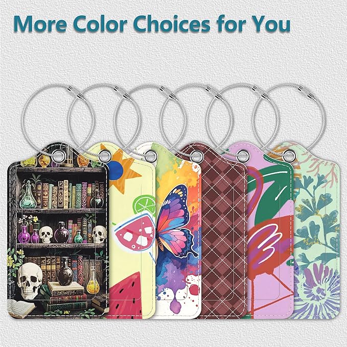 Luggage Tags for Suitcases, 2 Pack Cute PU Leather Luggage Tag TSA Approved with Stainless Steel Loop and Address Card Baggage Tag for Travel&Hotel Stays&Cruise Ships&Shipping and Mailing