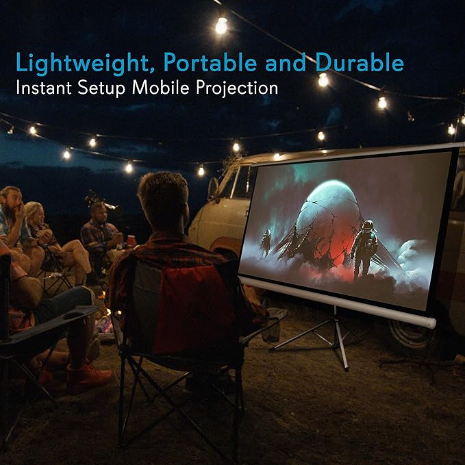 Pyle 50 Inch Portable Projector Screen with Tripod Stand – Lightweight, Durable, Easy Pull Setup Mobile Projection Screen with 4:3 Aspect Ratio, White Matte Fabric for Indoor/Outdoor Use
