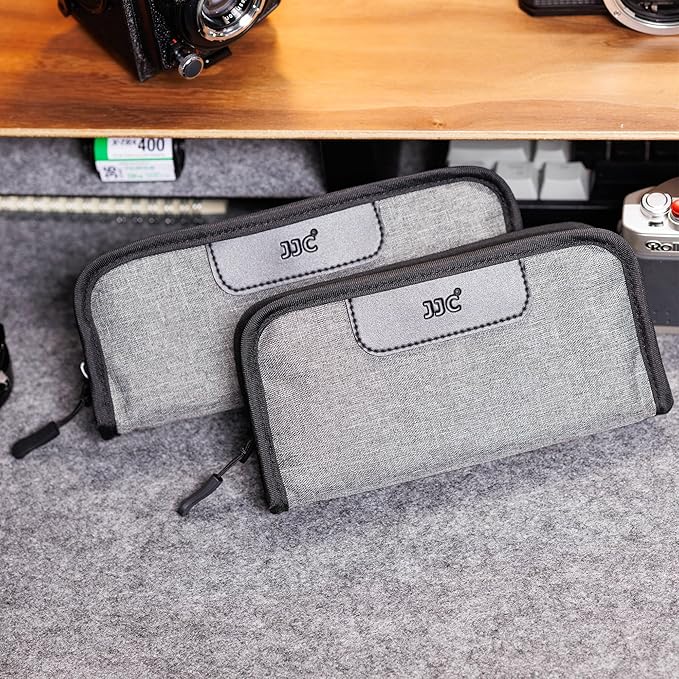 JJC Portable 120 Film Canister Pouch, Compact Film Carrying Case Storage Bag for 5 Rolls of 120 Medium-Format film, Compact Film Cassette Holder Container Storage Box with Belt Loop and Strap (No Film