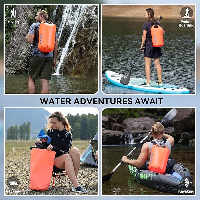 MARCHWAY Floating Waterproof Dry Bag Backpack 5L/10L/20L/30L/40L, Roll Top Sack Keeps Gear Dry for Kayaking, Rafting, Boating, Swimming, Camping, Hiking, Beach, Fishing