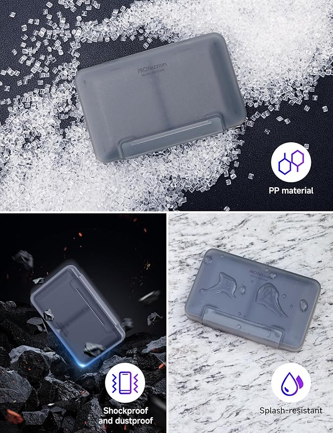 PROfezzion 24 Slots Water-Resistant & Anti-Shock Memory Card Case for 16 Micro SD Card & 8 SD/SDXC/SDHC Card with Rubber Interior Grey