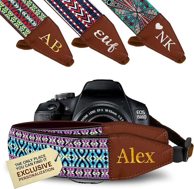 Art Tribute Camera Strap for All DSLR and Mirrorless Cameras. Add Your Name Or Initials Make It a Personalized Gift