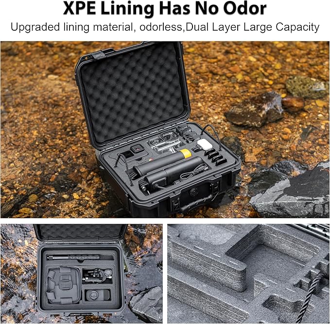 Organizer Hard Case For Gopro Hero 13/12/11/10/9/8 Creator Edition Odorless Compatible with Media Mod/Volta/Chest Mount/ Accessories Waterproof Travel Storage Carrying Case 12.4*4.7*10.4inch