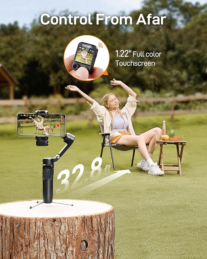 hohem iSteady V3 Ultra Gimbal Stabilizer for iPhone, Phone Gimbal with AI Auto Tracking, Detachable Touchscreen Remote, Built-in Extension Rod, Tripod, Fill Light, for Vlog, Travel, Pet, Fitness