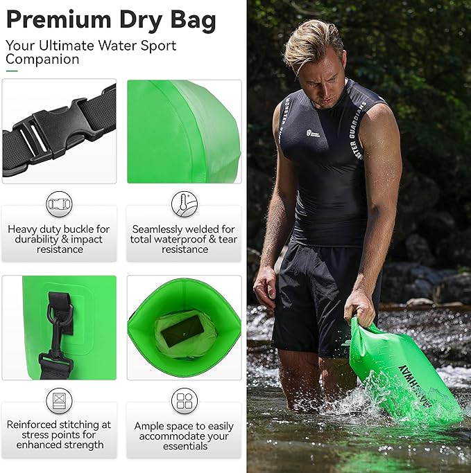 MARCHWAY Floating Waterproof Dry Bag Backpack 5L/10L/20L/30L/40L, Roll Top Sack Keeps Gear Dry for Kayaking, Rafting, Boating, Swimming, Camping, Hiking, Beach, Fishing