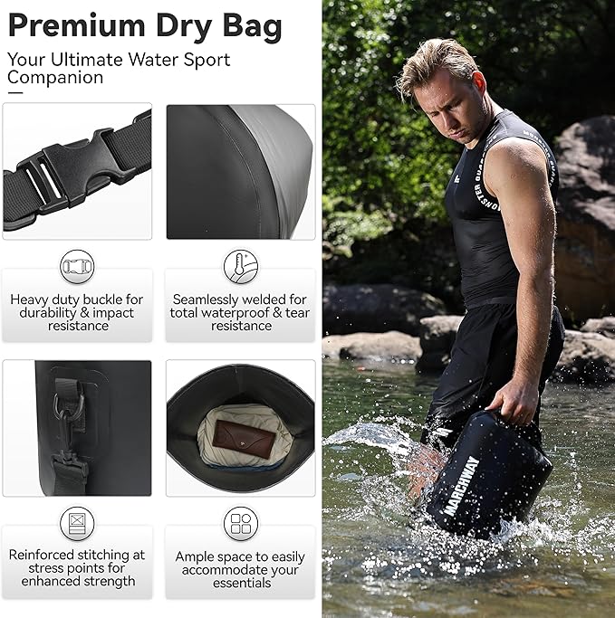 MARCHWAY Floating Waterproof Dry Bag Backpack 5L/10L/20L/30L/40L, Roll Top Sack Keeps Gear Dry for Kayaking, Rafting, Boating, Swimming, Camping, Hiking, Beach, Fishing