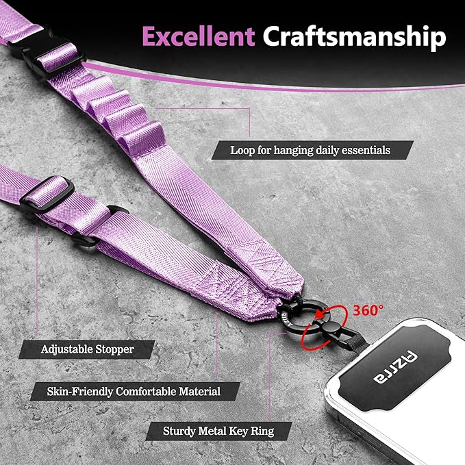 Azrra Adjustable Crossbody Phone Lanyard: Universal Crossbody Phone Strap Adjustable Cell Phone Lanyard for iPhone Samsung
