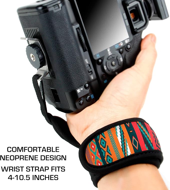 USA Gear DualGRIP Professional Grip Camera Hand Strap with Neoprene Design and Metal Plate - Compatible with Canon, Fujifilm, Nikon, Sony, and more DSLR, Mirrorless, Point & Shoot Cameras (Southwest)