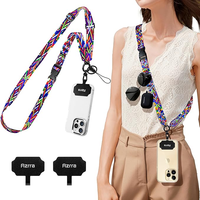 Azrra Adjustable Crossbody Phone Lanyard: Universal Crossbody Phone Strap Adjustable Cell Phone Lanyard for iPhone Samsung