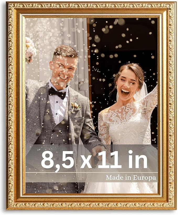 VictoR Picture Frame Chagall 8.5x11 Gold - Vintage Picture Frames with Shutterproof Acrylic Glass - 8.5 x 11 Photo Frame - Gold Picture Frames - Antique - only for hanging