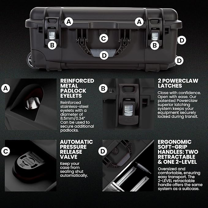 NANUK 935 Hard Case with Cubed Foam and Lid Organizer – Waterproof Protective Equipment Case with Wheels, 22” x 14” x 9” – Dustproof, Airline Carry-On Approved – Black