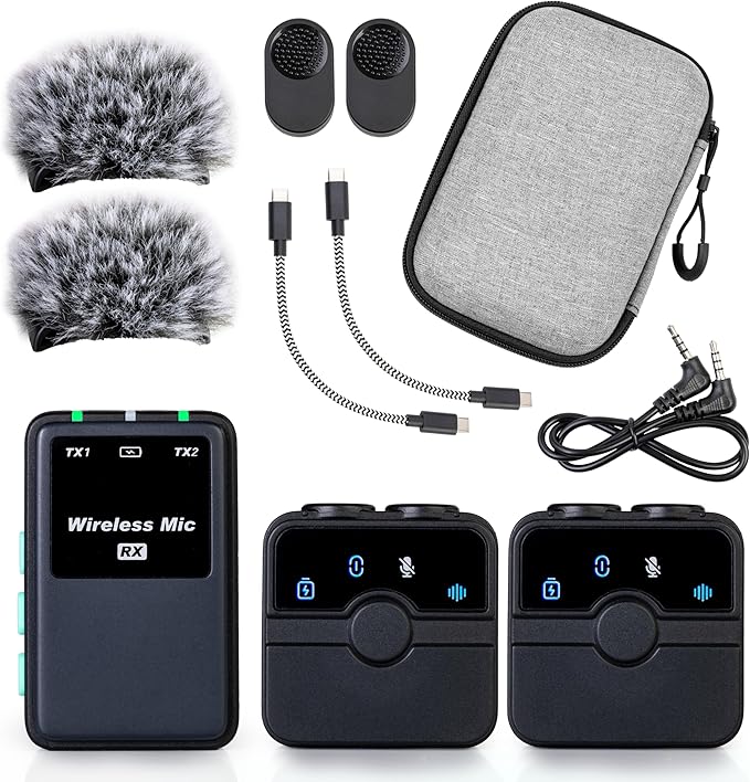 Creatormic Voice-enhancing Mini Wireless Lavalier Microphones for Iphone, Android, Camera - Limiter, Voice Eq, Noise Cancel, Magnetic Mount – 2 Pack Lapel Mics for Youtube, Vlogging, Streaming, Tiktok