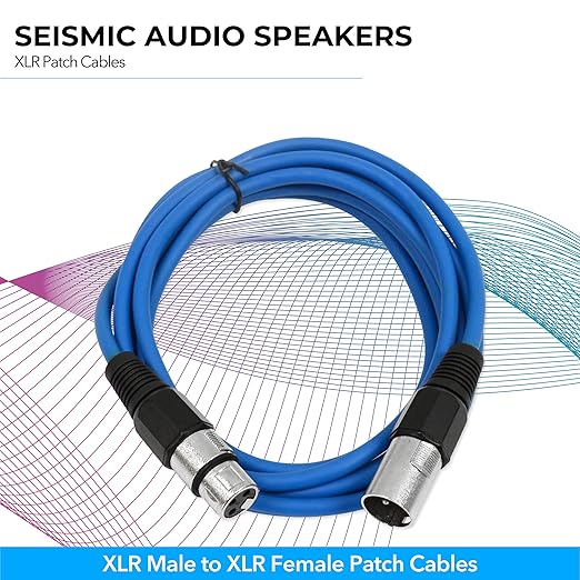Seismic Audio SAXLX-10BGORYP - 6 Pack of Multiple Colors 10 Foot XLR Patch Cables XLR Male to Female Patch Cords