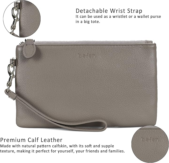 befen Genuine Leather Wristlet Clutch RFID Blocking Bag Cell Phone Wallet Purse Wristlet Wallet Purses and Handbags for Women