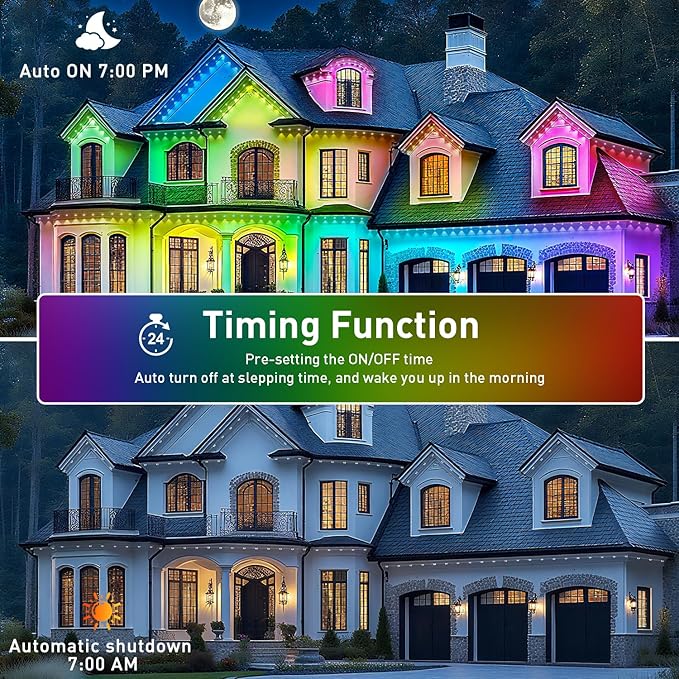 Permanent Outdoor Lights,300FT RGB Eave Light,IP67 Waterproof Lighting for House,Smart LED with App/Remote Control for Outdoor Decor,Garden Decor,Party,Holiday