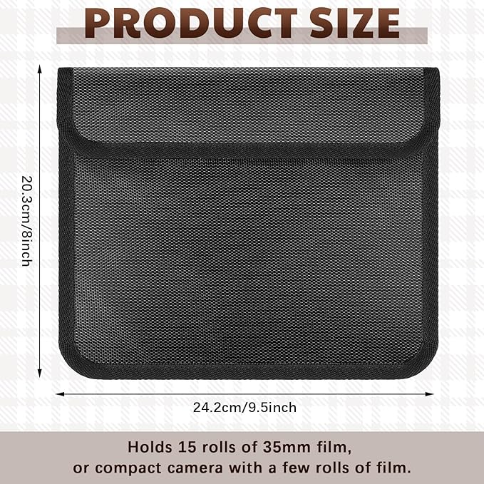 Cosblank 2 Pieces Filmguard Bag Waterproof Storage Carrying Case Xray Proof Bags Film X-Ray Protector Radiation-resistant Bag for Photographers Tourists Travelers, Black(711-12B Medium)