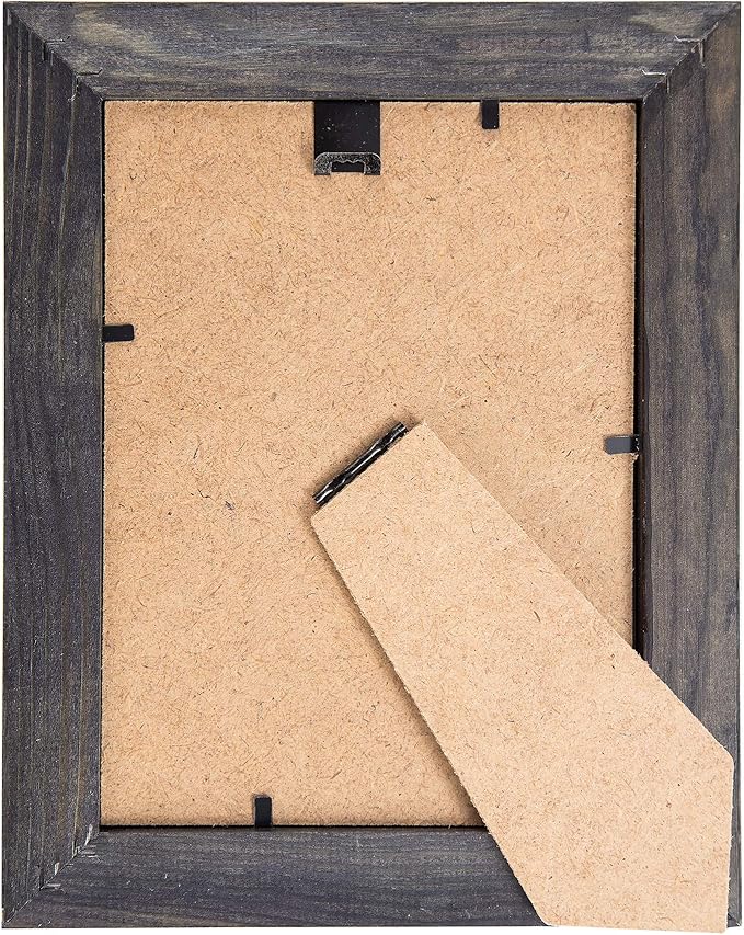 Rustic Wooden Picture Frames 4x6 - Set of 2-100% Natural Eco Solid Wood and High Definition Real Glass for Tabletop and Wall Mounting Photo Frame - Grey