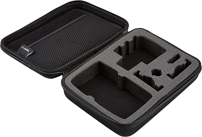 Amazon Basics Small Portable Protective Carrying Case for GoPro and Action Camera, Padded with Secure Handle, 9 x 7 x 2.5 inches, Black