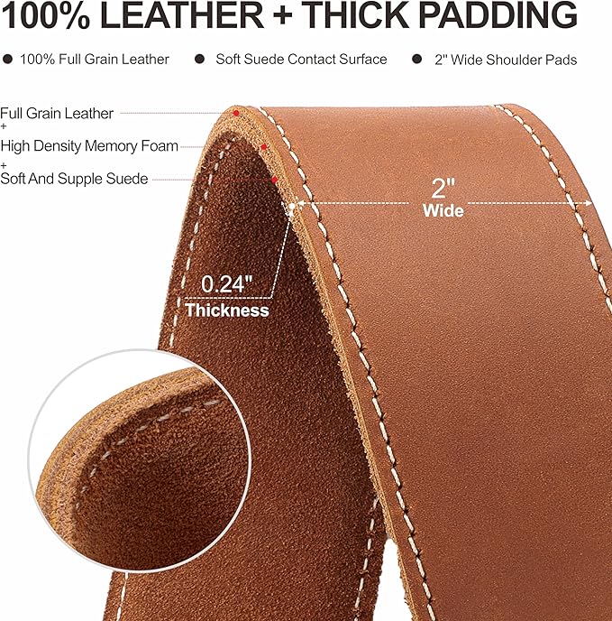 Padwa Lifestyle Tan Single Camera Harness Strap for One Camera - Professional Single Full Grain Leather Camera Harness,Quick Release Gear DSLR Camera Straps for Photographers