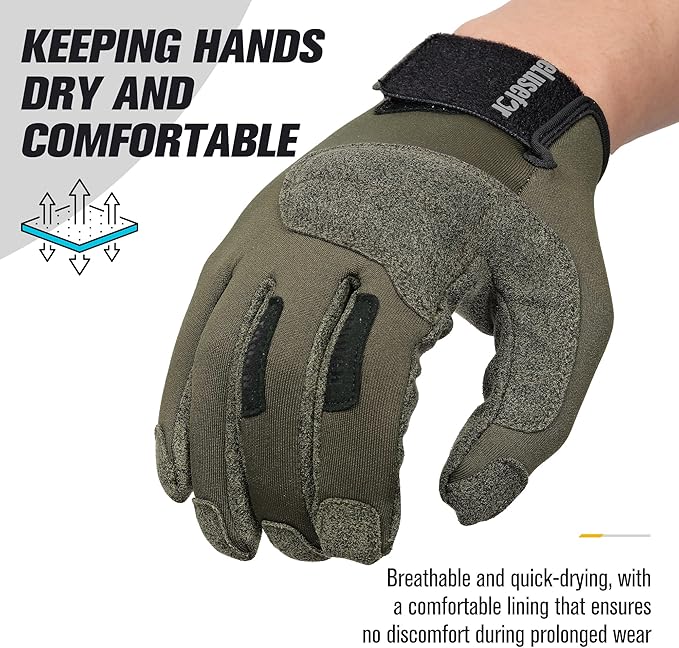 eLusefor Natural Tactile Shooting Glove: Seamless Wrap-Fingers Design, 360° Touchscreen Freedom, Customizable Badge