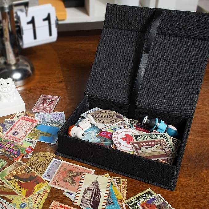 Hiwhy Photo Storage Box 8x10, Memory Box Perfect to Store Your Photo, Pictures, Certificates, Scrapbooking Supplies, Keepsakes and Jewelry Black