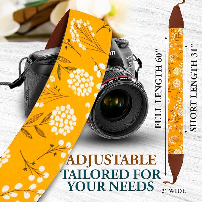 Art Tribute Camera Strap for All DSLR and Mirrorless Cameras. Add Your Name Or Initials Make It a Personalized Gift