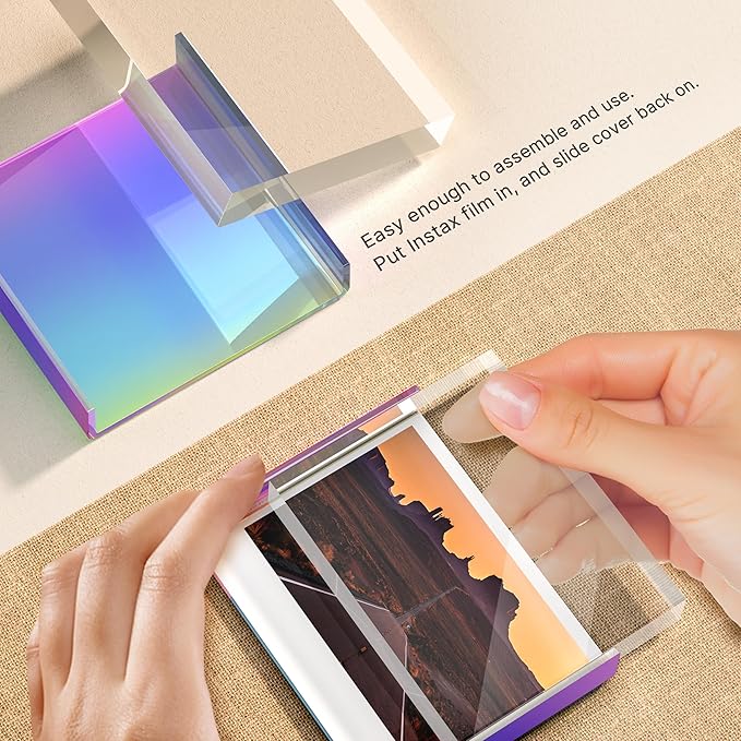 WINKINE Instax Frame, Acrylic Photo Frame for Wide Instax Film & 2 Mini Film 2x3, 108mm x86mm, Mini Polaroid Frame for Wide Format Cameras, 300, 210, 200 Printers
