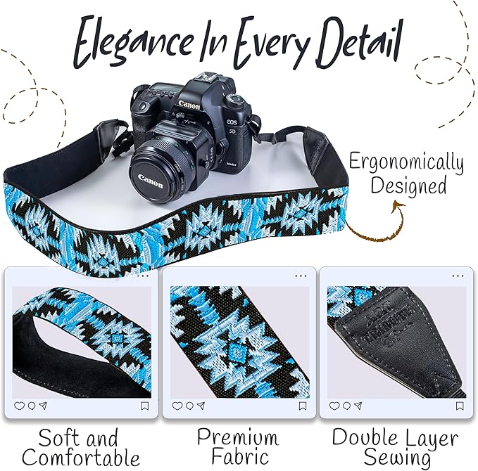 Art Tribute Camera Strap for All DSLR and Mirrorless Cameras. Add Your Name Or Initials Make It a Personalized Gift