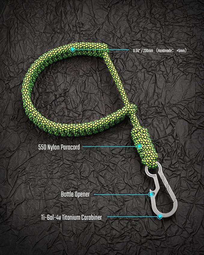 KeyUnity KC03 Camera Wrist Strap Adjustable Paracord with Carabiner, Braided Lanyard for Key, Cell Phone, Camera, and Wallet
