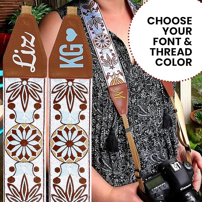 Art Tribute Camera Strap for All DSLR and Mirrorless Cameras. Add Your Name Or Initials Make It a Personalized Gift