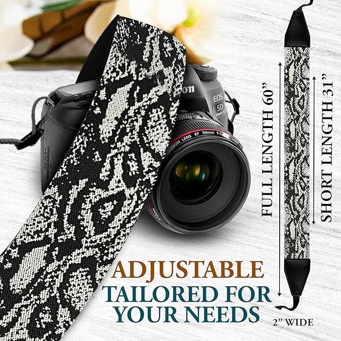 Art Tribute Camera Strap for All DSLR and Mirrorless Cameras. Add Your Name Or Initials Make It a Personalized Gift