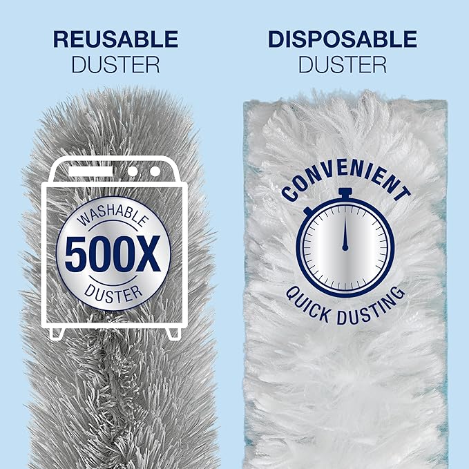 Bona High Performance Dusting System - 1 Compact Handle, 5 Disposable Dusters, & 1 Reusable Duster - Compact Dusting Kit Removes Dust & Pet Hair