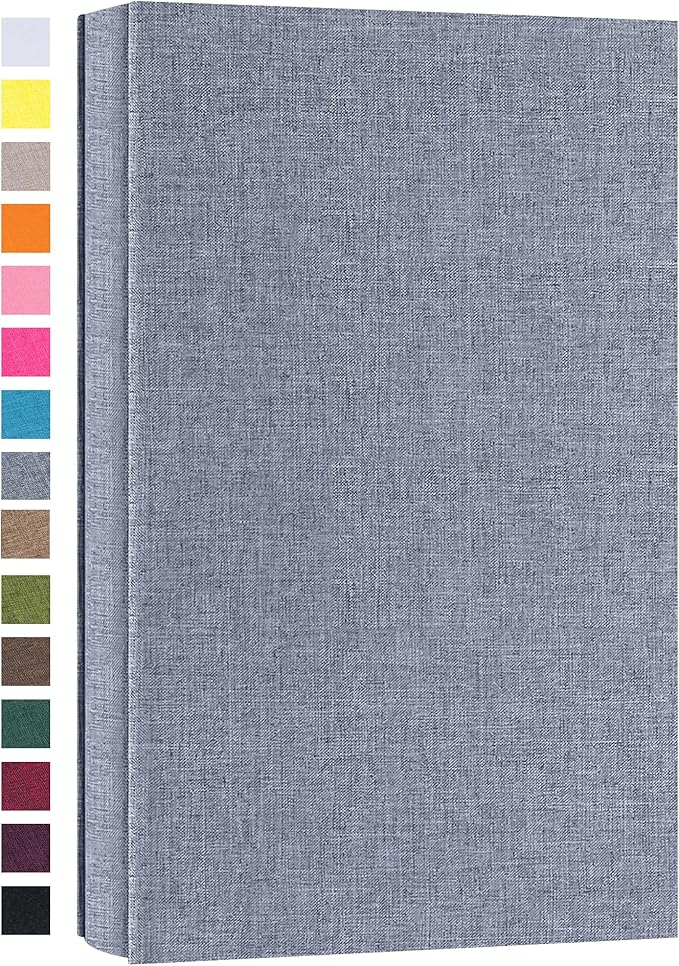 potricher Photo Album for 4x6 300 Horizontal Pockets Linen Cover Small Capacity Picture Book for Family Wedding Baby and Anniversary (Gray)