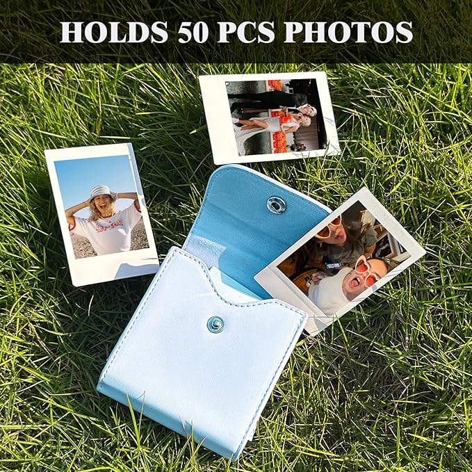 WOGOZAN Square Album for Fujifilm Instax Square/SQ1/SQ40/SQ6/SQ10/SQ20/SP-3 Instant Camera 2.9x3.4 Inch Films for Instax Square Film, Photo Album for Polaroid Mini Pictures, SQ Photo Pouch Bag (Blue)