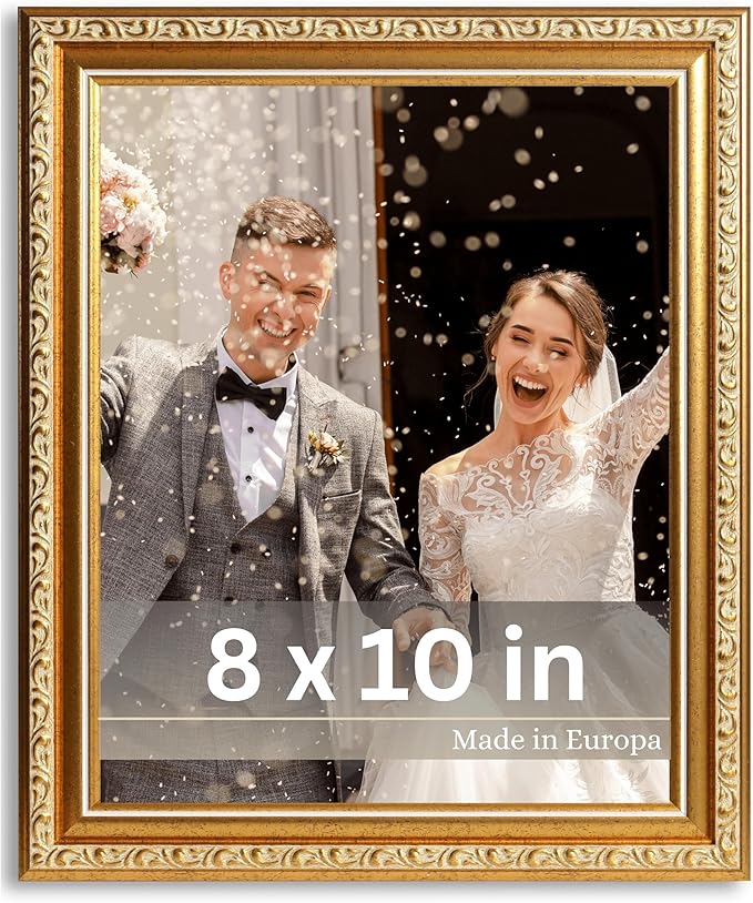 VictoR Picture Frame Chagall 8x10 Gold - Vintage Picture Frames with Shutterproof Acrylic Glass - 8 x 10 Photo Frame - Gold Picture Frames - Antique - only for hanging