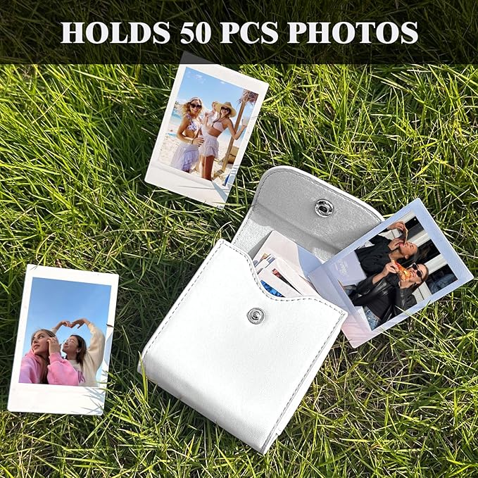 WOGOZAN Square Album for Fujifilm Instax Square/SQ1/SQ40/SQ6/SQ10/SQ20/SP-3 Instant Camera 2.9x3.4 Inch Films for Instax Square Film, Photo Album for Polaroid Mini Pictures, SQ Photo Pouch Bag (White)