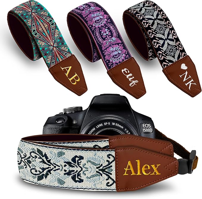 Art Tribute Camera Strap for All DSLR and Mirrorless Cameras. Add Your Name Or Initials Make It a Personalized Gift