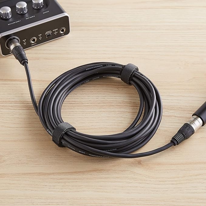 Amazon Basics XLR Microphone Cable for Speaker or PA System, All Copper Conductors, 6MM PVC Jacket, 25 Foot, Black