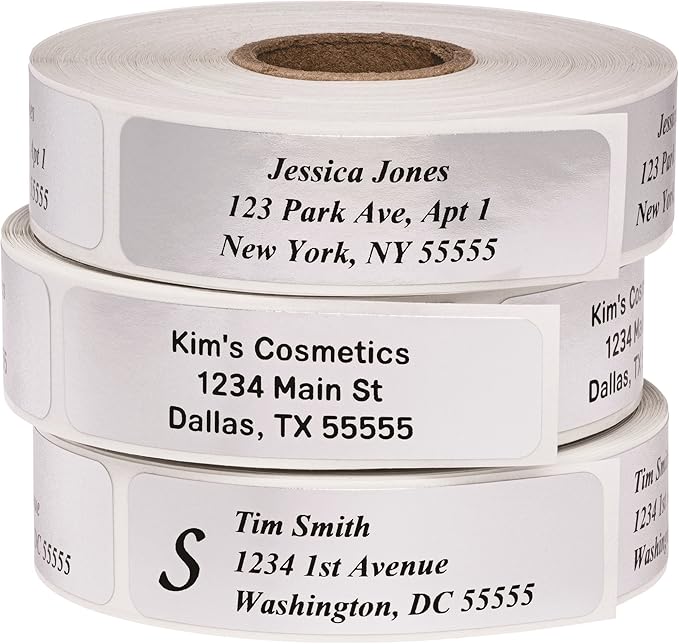 Return Address Labels - Roll of 500 Personalized Labels (Silver)